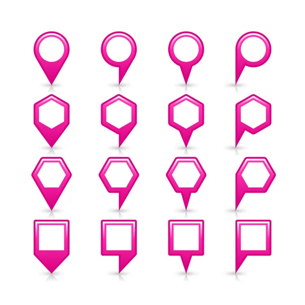 Pink color map pin icon satin location sign with empty copy space — Stock Vector