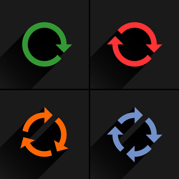 4 arrow icon refresh, rotation, reset, repeat, reload sign set