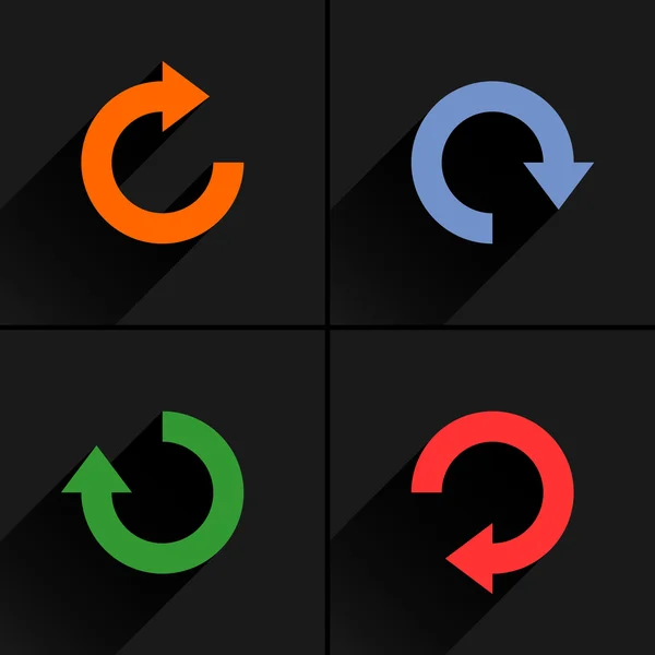 Actualización de icono de flecha 4, rotación, restablecer, repetir, conjunto de letreros de recarga — Vector de stock
