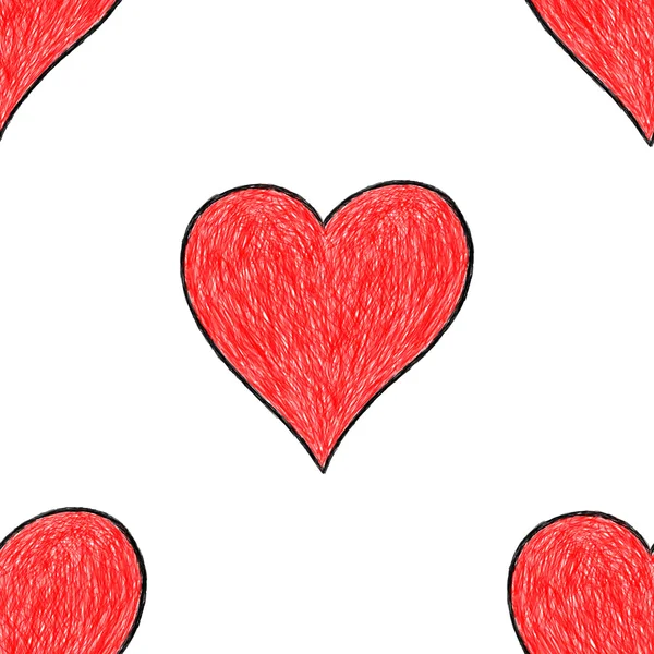 Patrón sin costuras con corazón rojo — Vector de stock