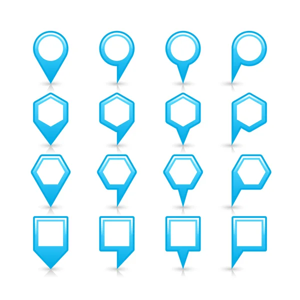 Blaue Farbe Karte Pin-Symbol Satin Ortsschild mit leeren Kopierraum — Stockvektor