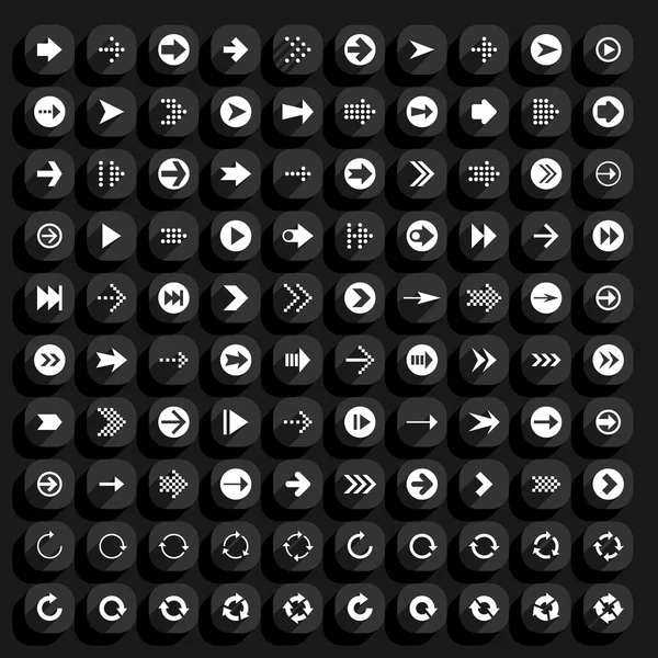 100 conjunto de ícones de seta plana — Vetor de Stock