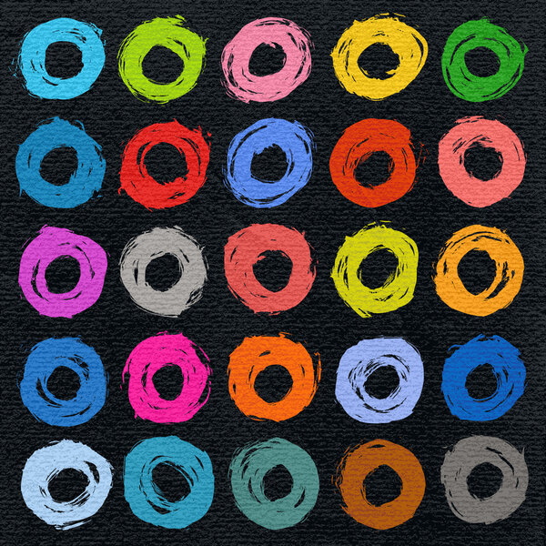 25 circle form color brush stroke