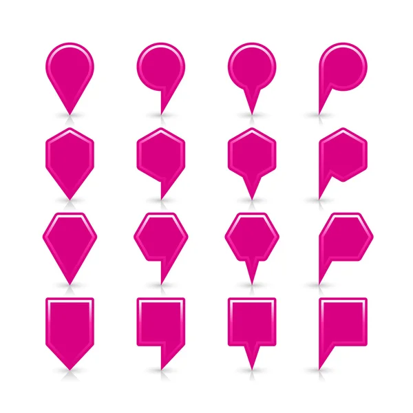 Icono de pin de mapa de color rosa signo de ubicación satinado con espacio de copia vacío — Vector de stock