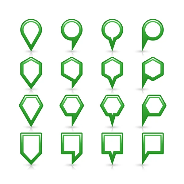 Grøn farve kort pin ikon satin placering tegn med tom kopi plads – Stock-vektor