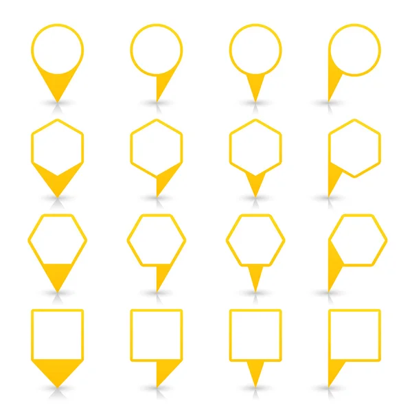 Icono de ubicación de satén de signo de pin de mapa de color amarillo con sombra gris — Archivo Imágenes Vectoriales