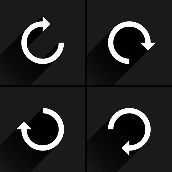 4 arrow icon refresh, rotation, reset, repeat, reload sign set