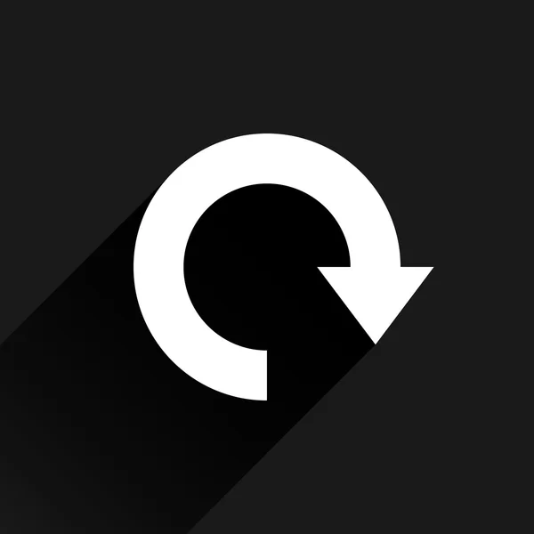 Icono de flecha blanca recarga, actualizar, rotación, restablecer, signo de repetición — Vector de stock