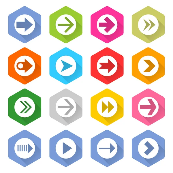 Ensemble de 16 icônes fléchées — Image vectorielle