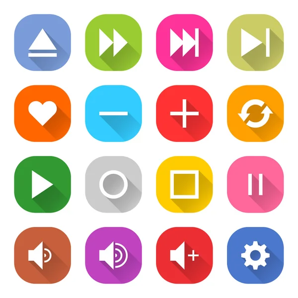 16 media icons set — Stock Vector