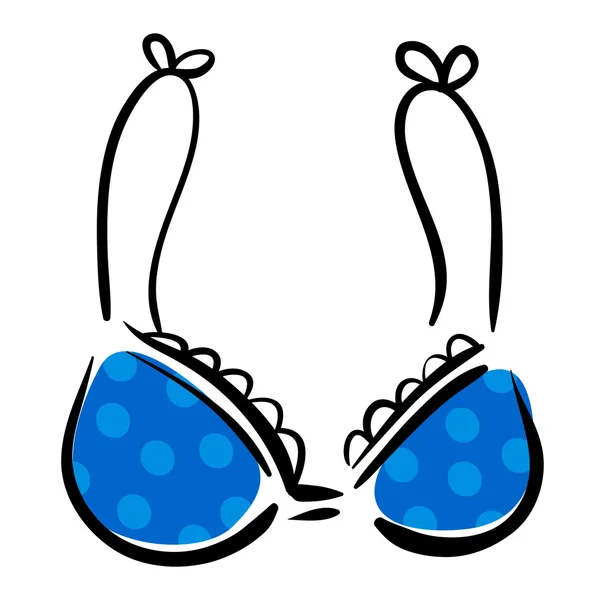Blue bra with polka dot pattern — Stock Vector