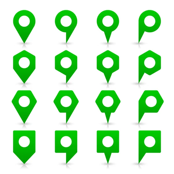 绿色的空白地图针迹象 — 图库矢量图片