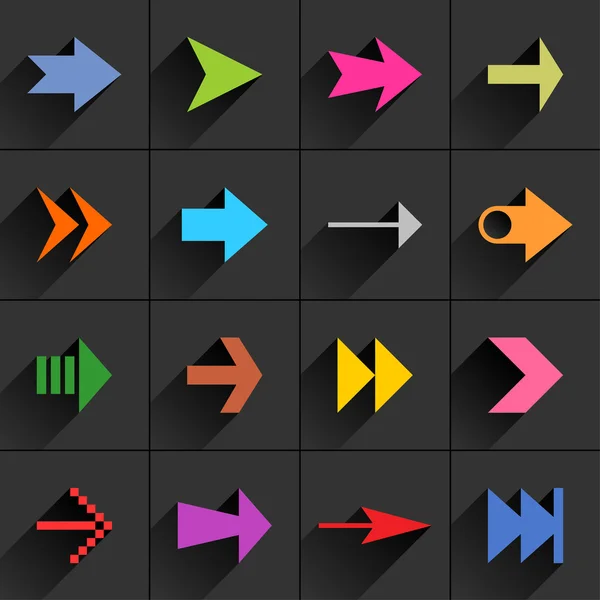 16 iconos planos flecha — Vector de stock