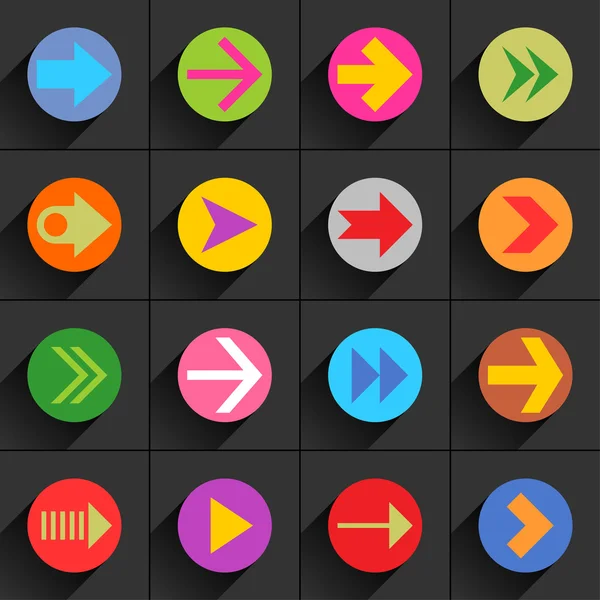 16 iconos planos flecha — Vector de stock