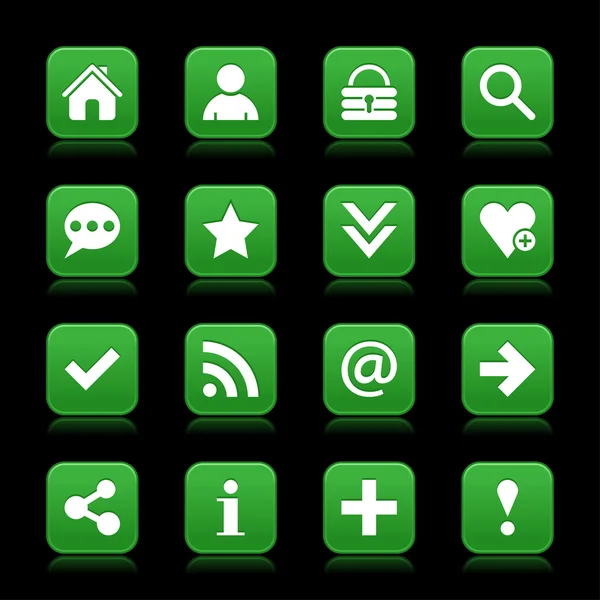 16 donkere groene web iconen — Stockvector