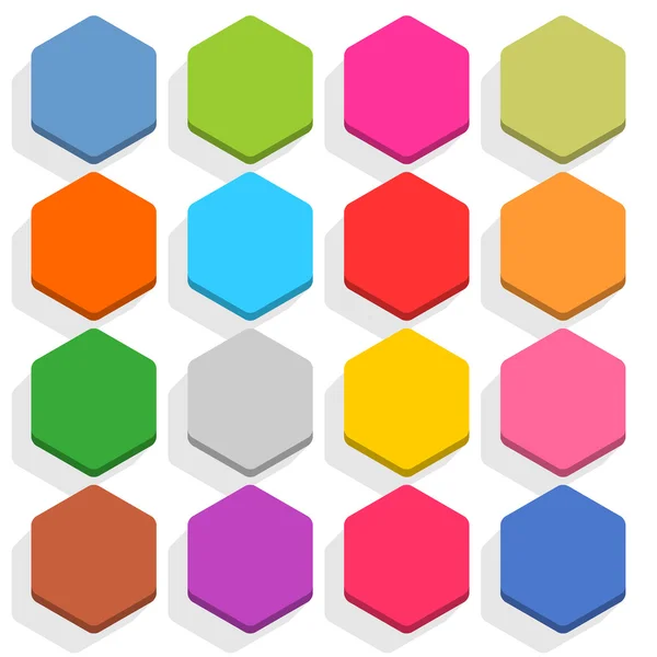16 blank icon set hexagon web button on white background — Stock Vector