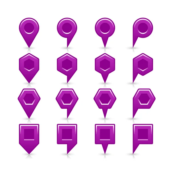 Lila szín megjelenítése pin ikon szatén helyen jel-val másol üres hely — Stock Vector