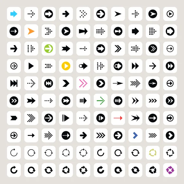 100 arrow sign icons set — Stock Vector