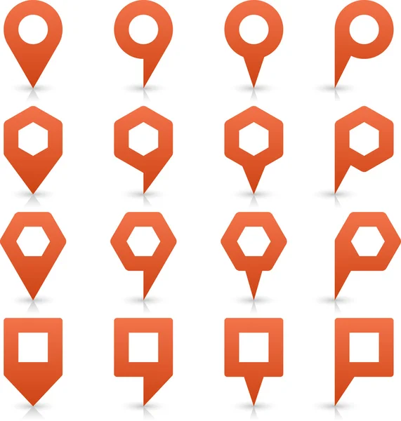 Icono de pin de mapa de color naranja signo de ubicación satinado con espacio de copia vacío — Archivo Imágenes Vectoriales