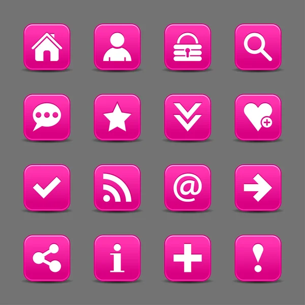 16 rosa web ikoner — Stock vektor