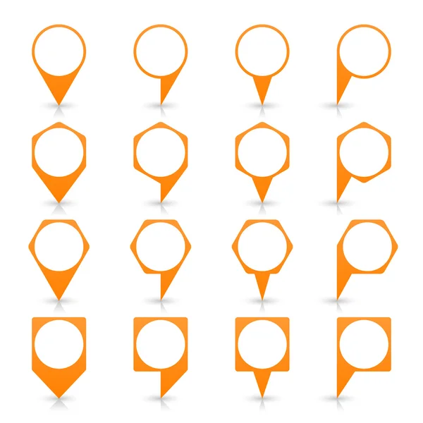 Orange blank map pin signs — Stock Vector