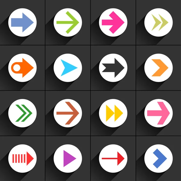 16 iconos planos flecha — Vector de stock