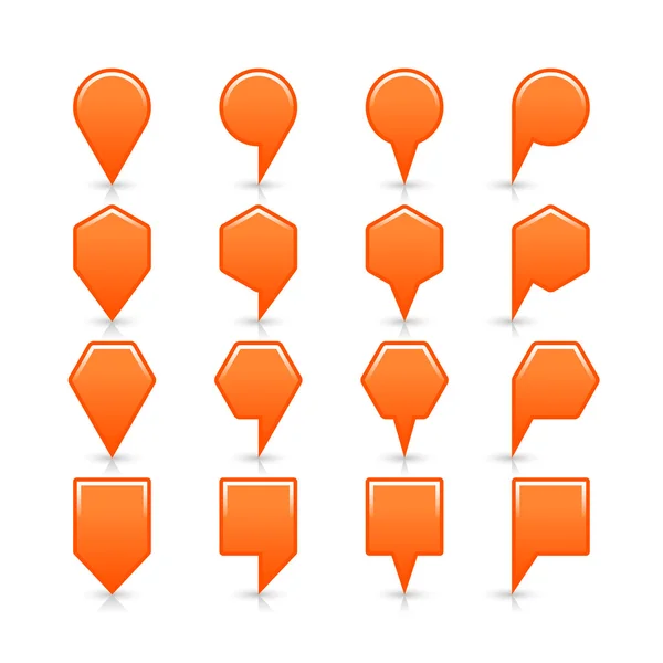 Orange farve kort pin ikon satin placering tegn med tom kopi plads – Stock-vektor
