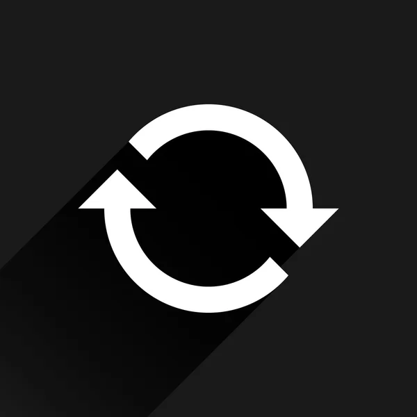Witte pijl pictogram reload, vernieuwen, rotatie, reset, herhaal teken — Stockvector