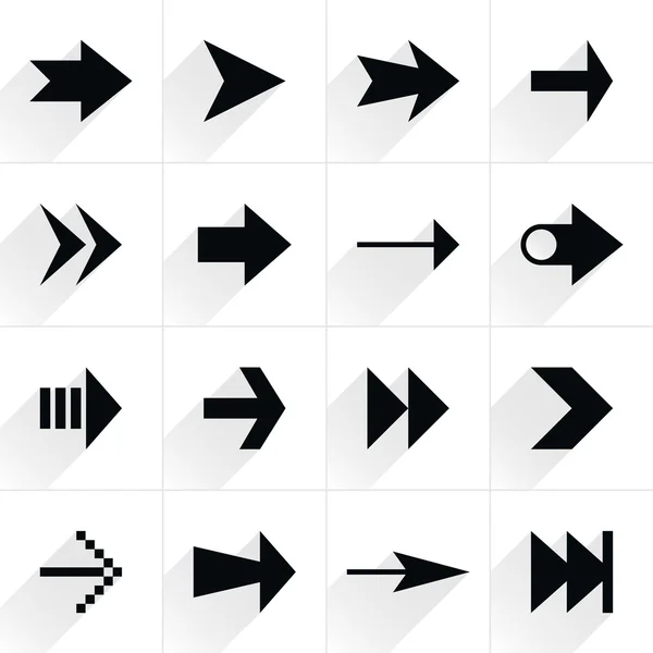 16 iconos planos flecha — Vector de stock