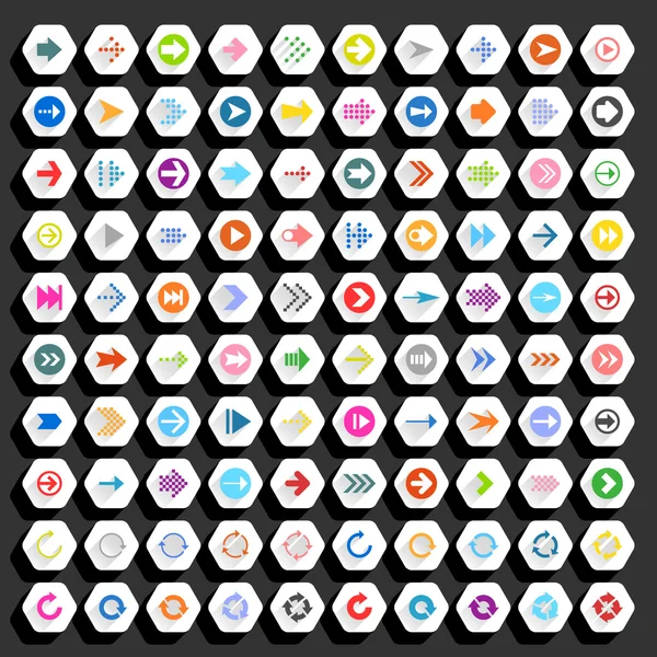 100 arrow flat icons set — Stock Vector