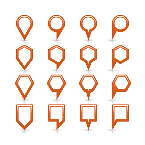 Icono de pin de mapa de color naranja signo de ubicación satinado con espacio de copia vacío — Vector de stock