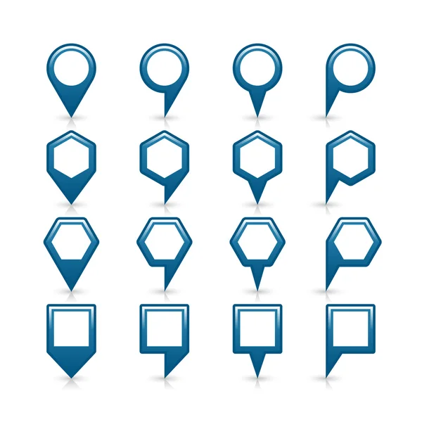 Blå farve kort pin ikon satin placering tegn med tom kopi plads – Stock-vektor