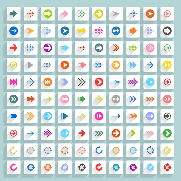 100 arrow flat icons — Stock Vector