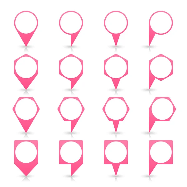 Segni di pin mappa vuota rosa — Vettoriale Stock