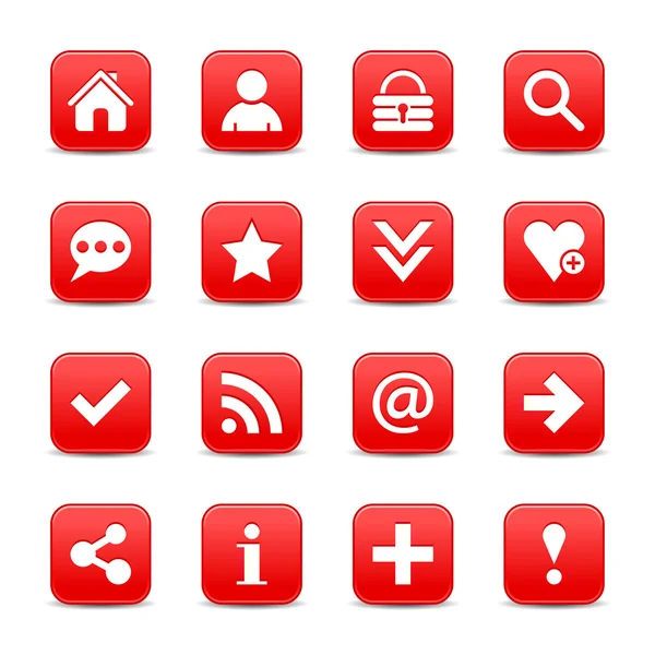 16 red web icons — Stock Vector