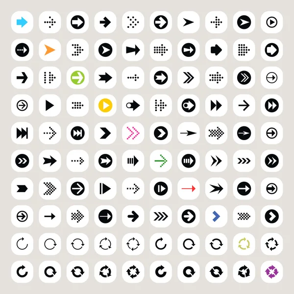 100 icônes de signe fléché ensemble — Image vectorielle