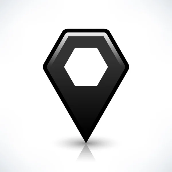 Schwarze Karte Pin Standort Zeichen abgerundete Polygon Form Symbol — Stockvektor