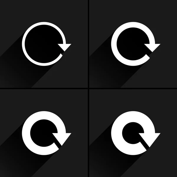 4 ikon panah penyegaran, rotasi, reset, ulangi, set tanda muat ulang - Stok Vektor