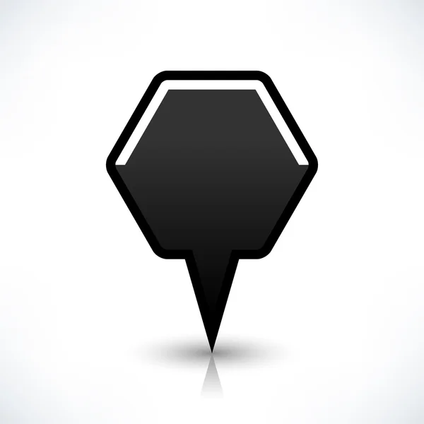 Mappa nera pin posizione segno arrotondato icona a forma di poligono — Vettoriale Stock
