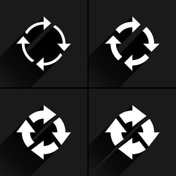 4 arrow icon refresh, rotation, reset, repeat, reload sign set