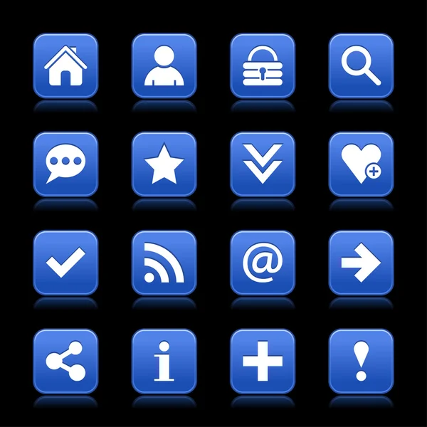 16 kobalt web iconen — Stockvector