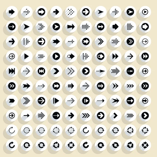 100 iconos planos flecha — Vector de stock