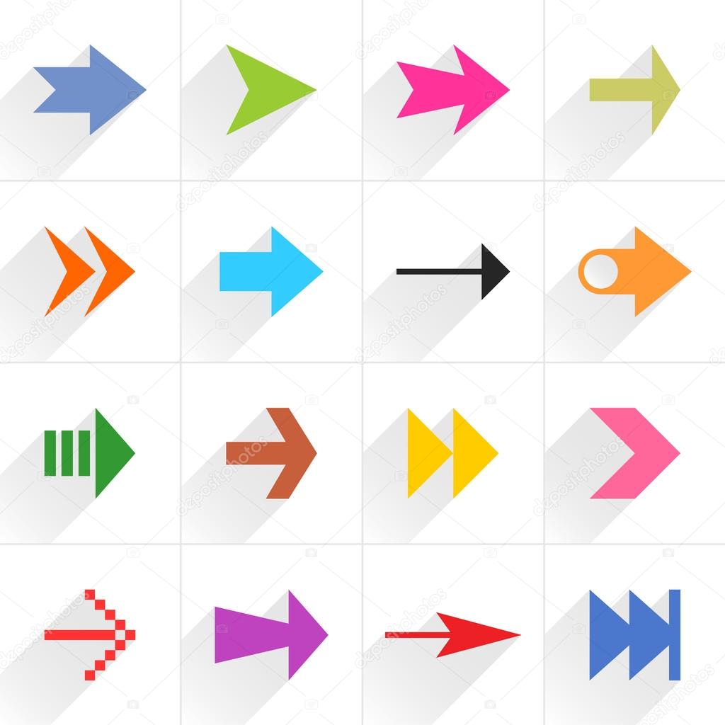 16 arrow flat icons