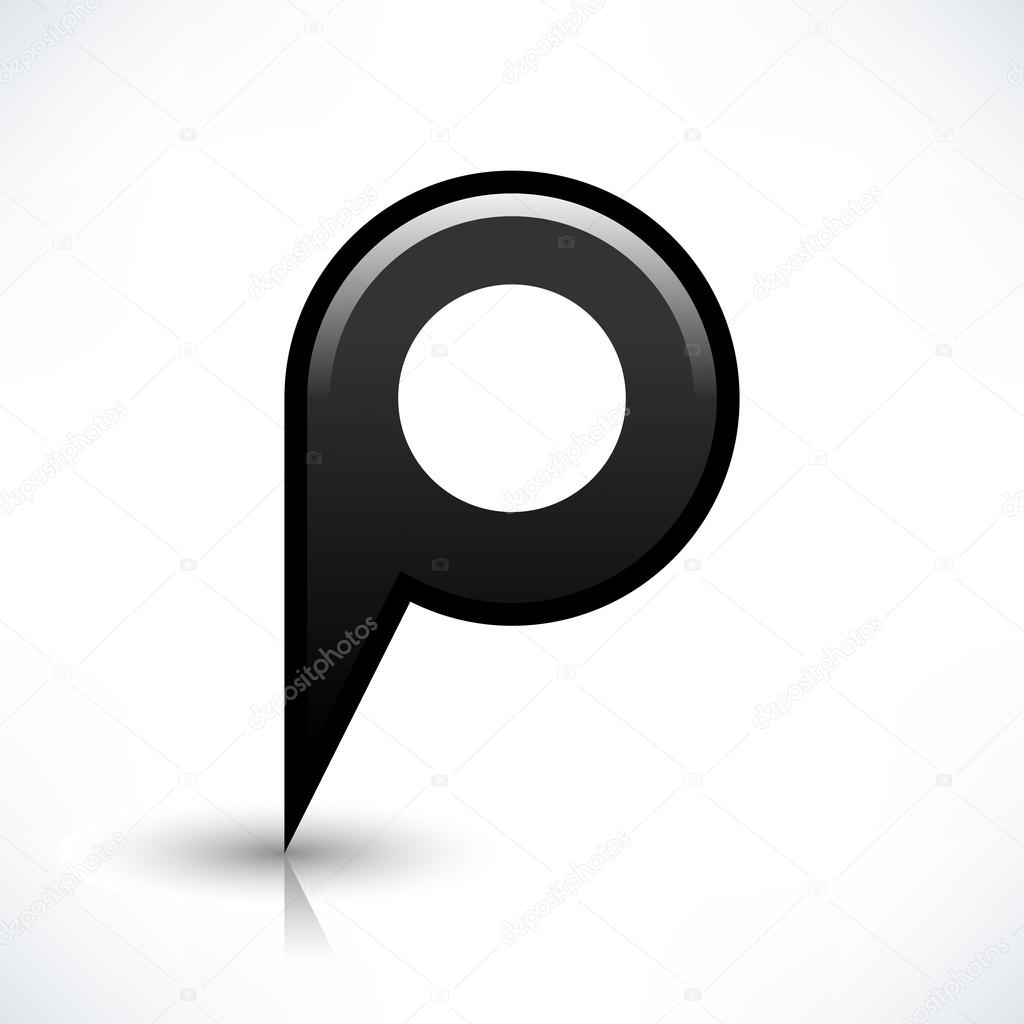 Black map pin location sign round shape icon