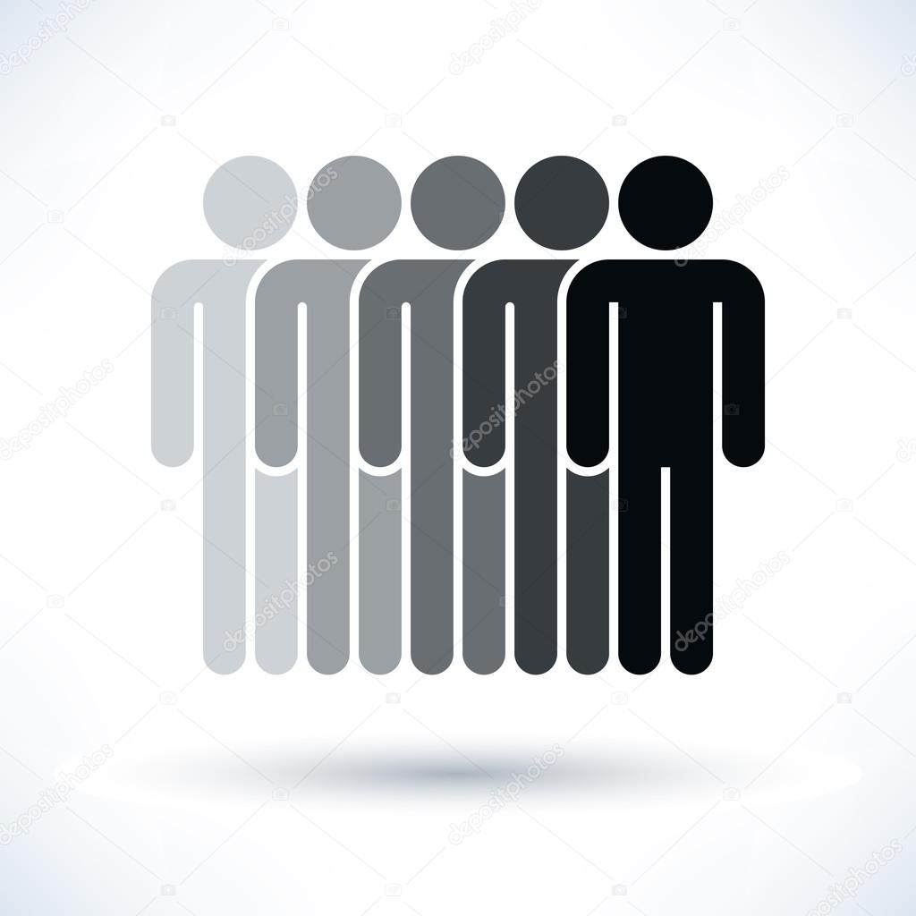 Grayscale people (men figure) with gray drop shadow isolated on white background in flat style. Graphic clip-art design elements save in vector illustration 8 eps