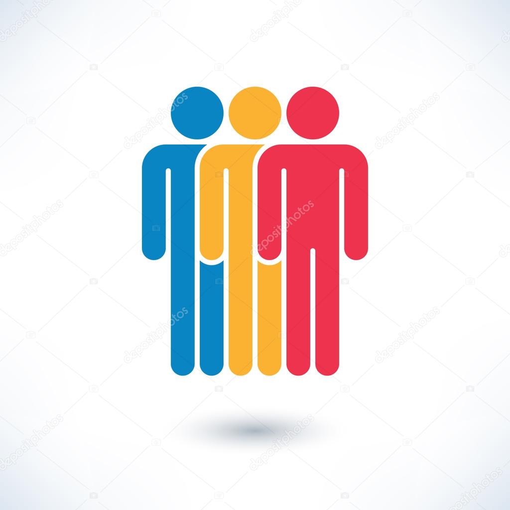 Colored  people (men figure) with gray drop shadow isolated on white background in simple flat style. Graphic clip-art design elements save in vector illustration 8 eps
