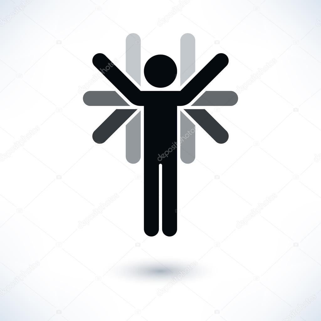 Grayscale logotype man with multiple hands