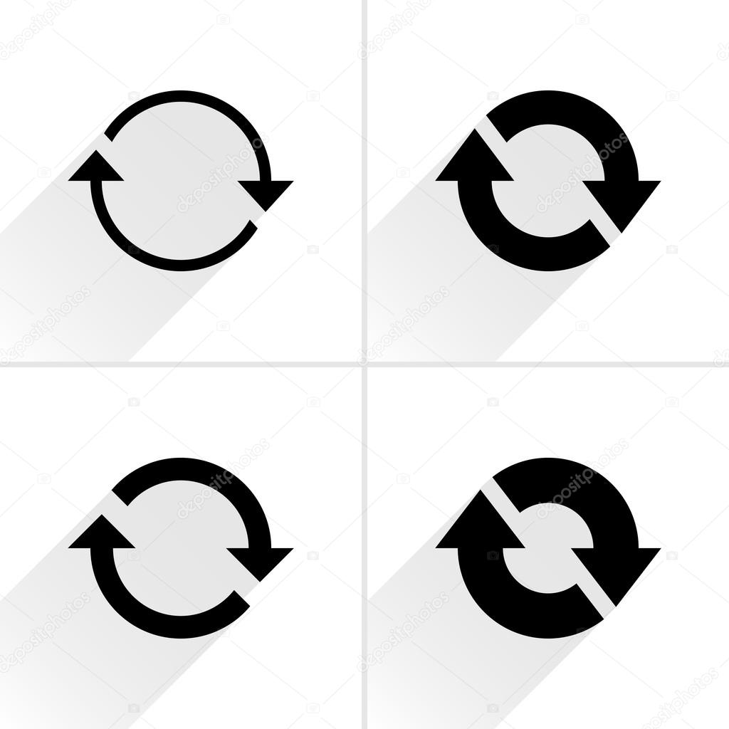 4 arrow icon refresh, rotation, reset, repeat, reload sign set