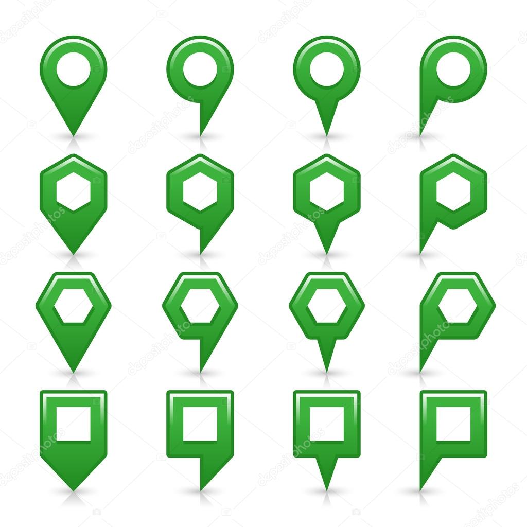 Green color map pin icon satin location sign with empty copy space