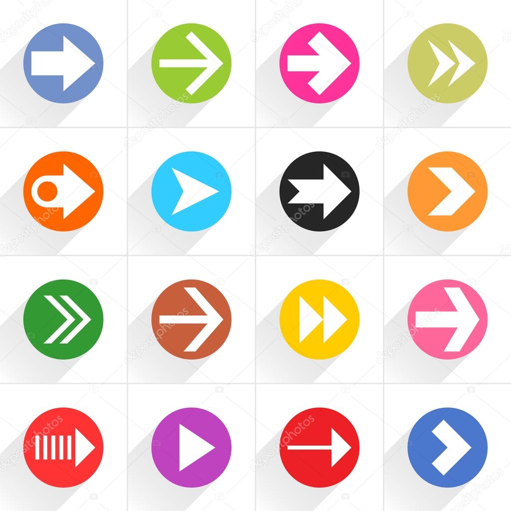 16 arrow flat icons